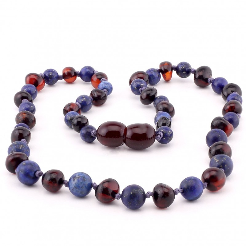 Baltic amber & amethyst teething necklace 139