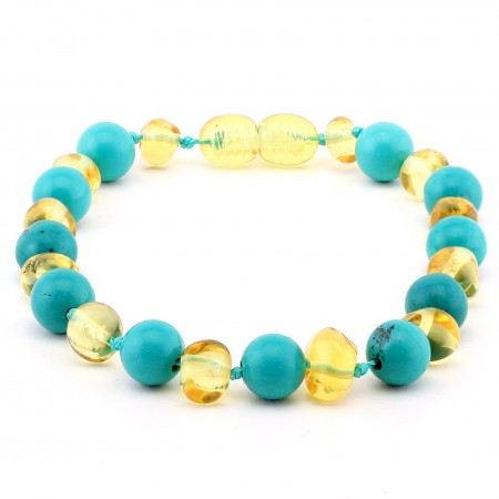 Baroque baltic amber &  turquoise bracelet 164