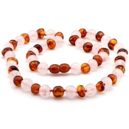 Baroque baltic amber &  rose quartz necklace 2