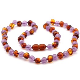 Barokke ketting van Baltische barnsteen & amethist 6