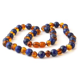 Collier baroque en ambre de la Baltique et lapis-lazuli 13
