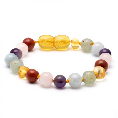 Baroque baltic amber & gemstone teething bracelet 21