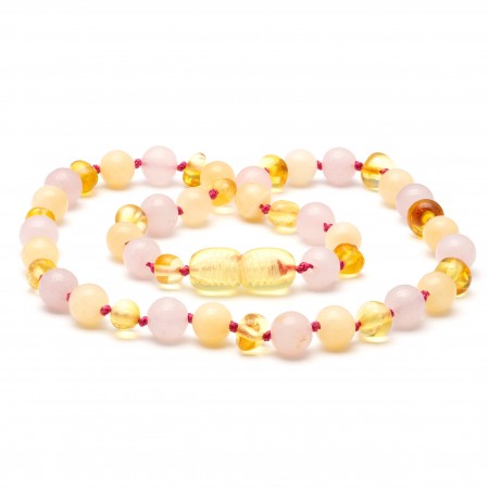 Baltic amber & gemstone teething necklace 15