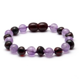 Pulseira infantil barroca de âmbar báltico e turquesa 11
