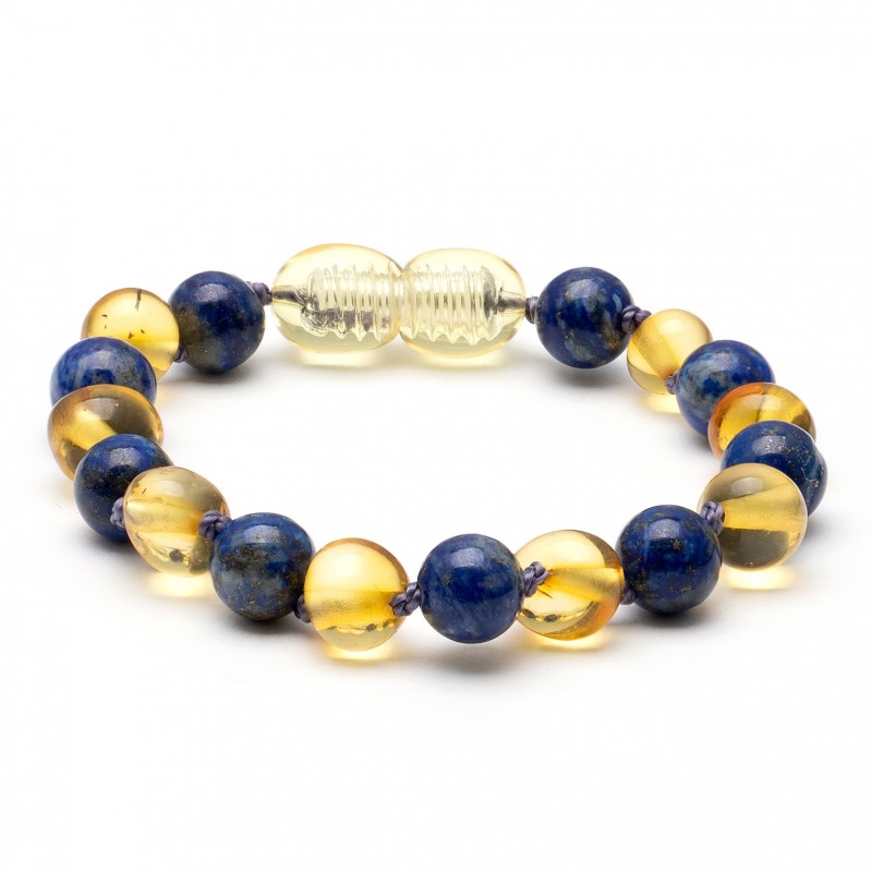 Baroque baltic amber & turquoise baby teething bracelet 7
