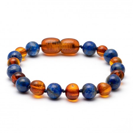Baroque baltic amber & turquoise baby teething bracelet 10