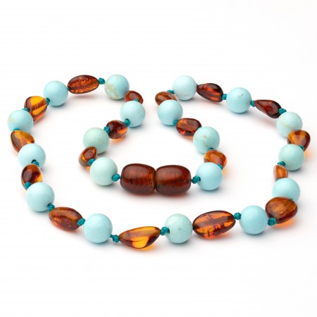 Baltic amber & gemstone teething necklace 25