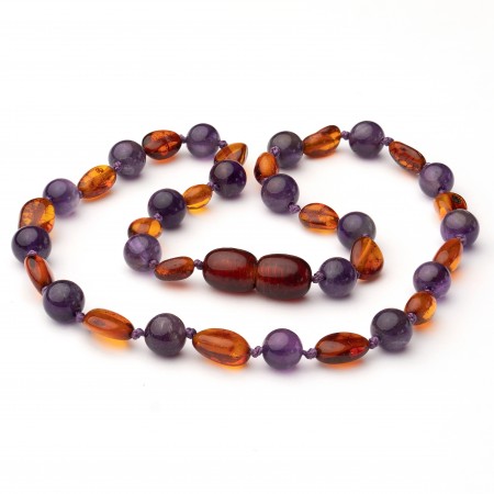 Baltic amber & gemstone teething necklace 27