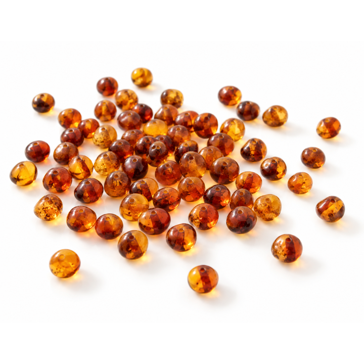 Perles baroques percées en vrac, cognac poli