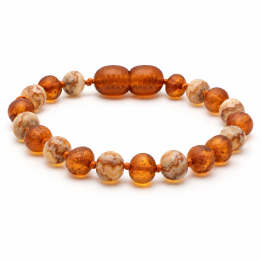Pulsera infantil de ámbar báltico barroco y ágata 7