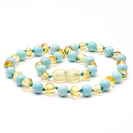 Baroque baltic amber &  turquoise necklace 11