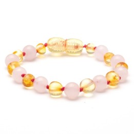 Baroque baltic amber & rose quartz bracelet 161 | WholesaleAmber