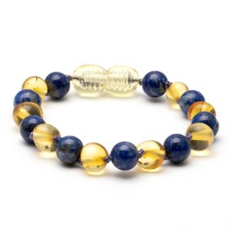 Bracelet baroque en ambre de la Baltique & lapis-lazuli 167 | WholesaleAmber