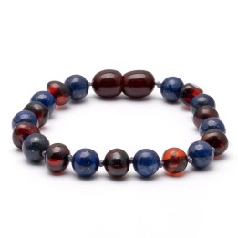 Pulseira de âmbar báltico barroco e lápis-lazúli 168 | WholesaleAmber
