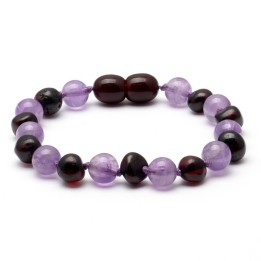 Bracelet baroque en ambre de la Baltique & améthyste 170 | WholesaleAmber